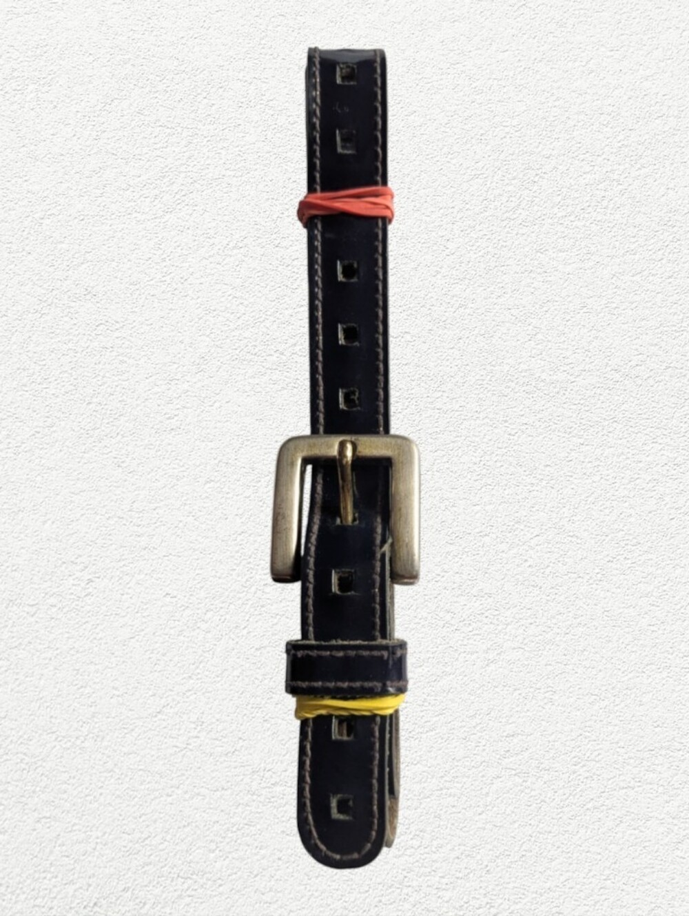 Women's Blue Leather Belt with Antique Brass Buckle